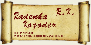 Radenka Kozoder vizit kartica